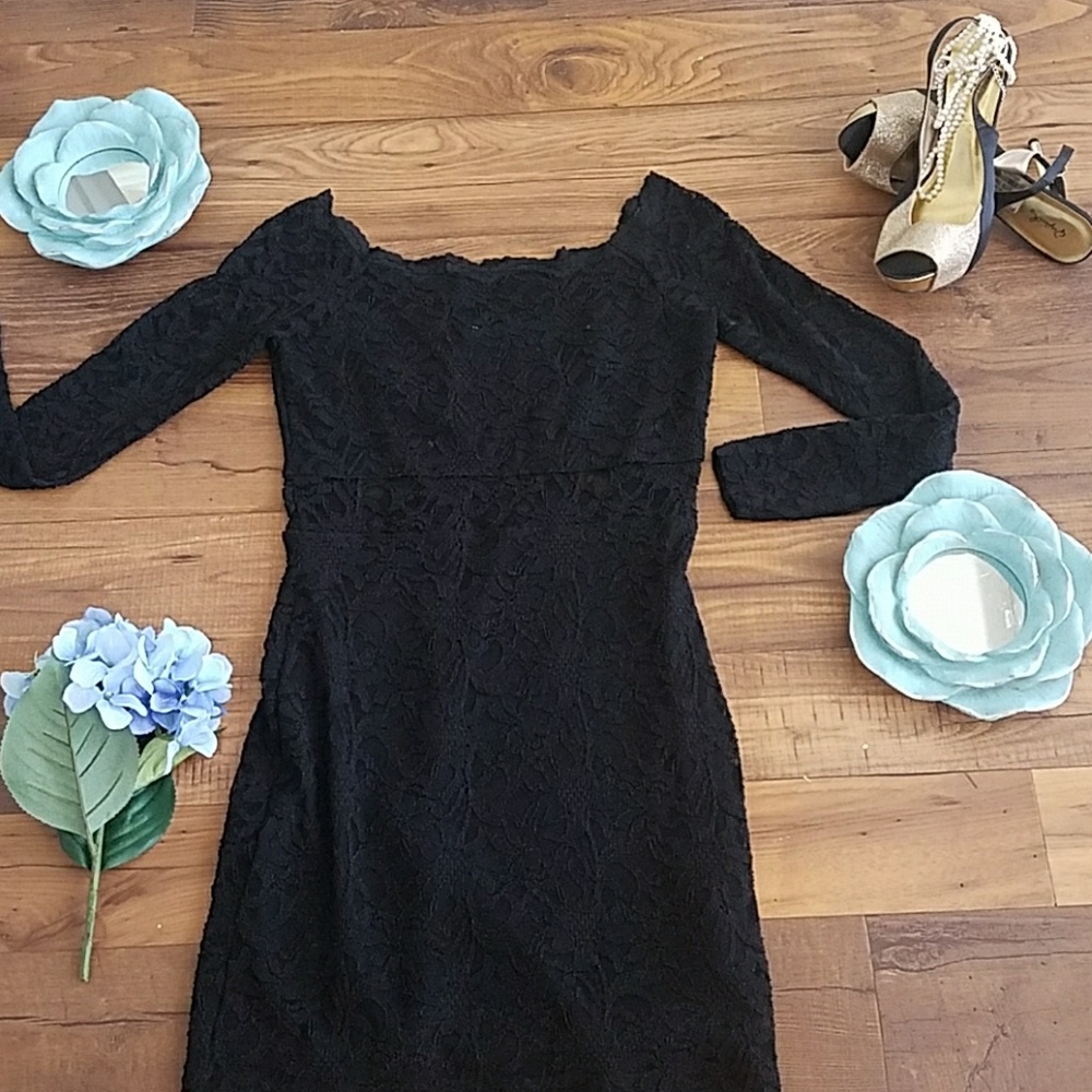Black sheer Embroidered Dress